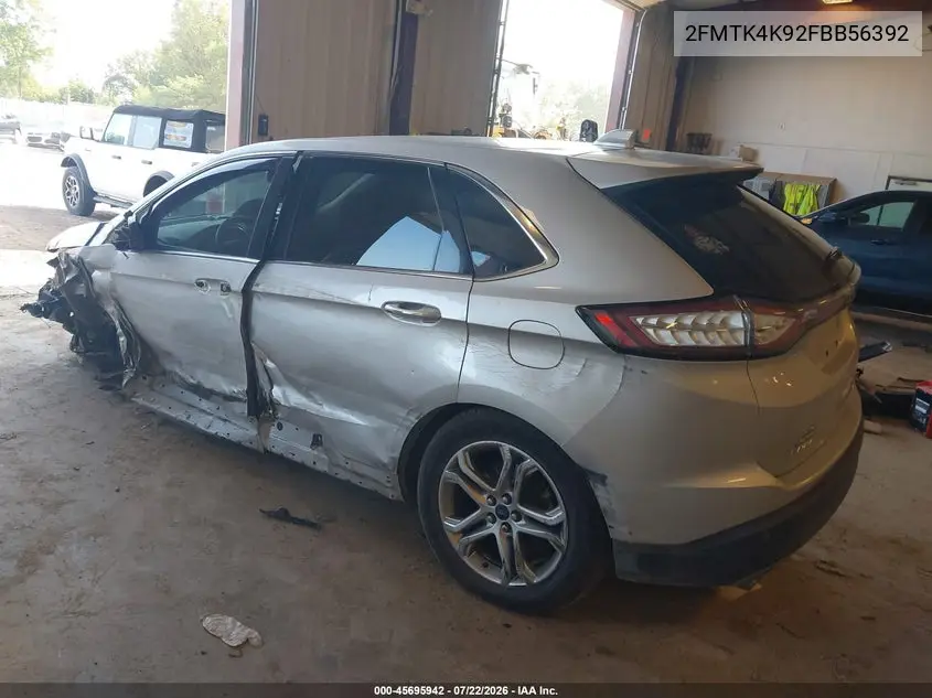 2015 Ford Edge Titanium VIN: 2FMTK4K92FBB56392 Lot: 45695942