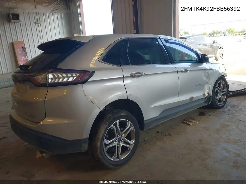 2015 Ford Edge Titanium VIN: 2FMTK4K92FBB56392 Lot: 45695942