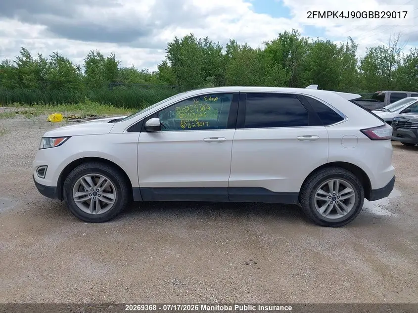 2016 Ford Edge Sel VIN: 2FMPK4J90GBB29017 Lot: 20269368
