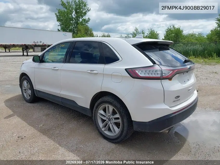 2016 Ford Edge Sel VIN: 2FMPK4J90GBB29017 Lot: 20269368