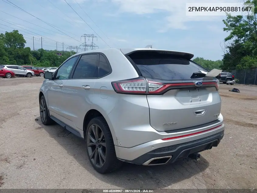 2016 Ford Edge Sport VIN: 2FMPK4AP9GBB81647 Lot: 45369967