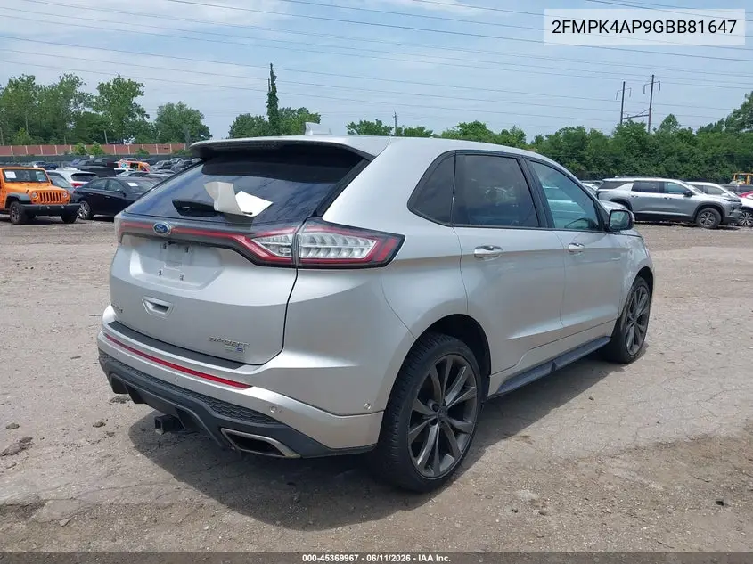 2016 Ford Edge Sport VIN: 2FMPK4AP9GBB81647 Lot: 45369967