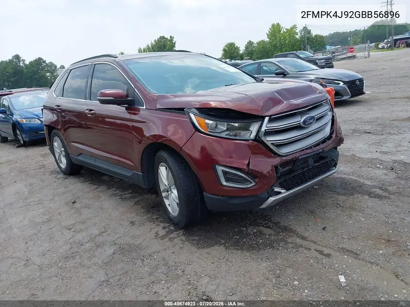 2016 Ford Edge Sel VIN: 2FMPK4J92GBB56896 Lot: 45674923