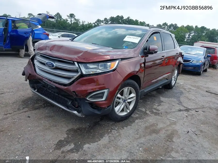 2016 Ford Edge Sel VIN: 2FMPK4J92GBB56896 Lot: 45674923
