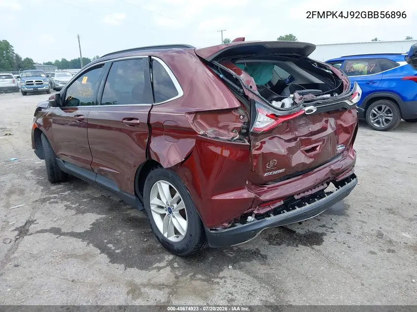 2016 Ford Edge Sel VIN: 2FMPK4J92GBB56896 Lot: 45674923