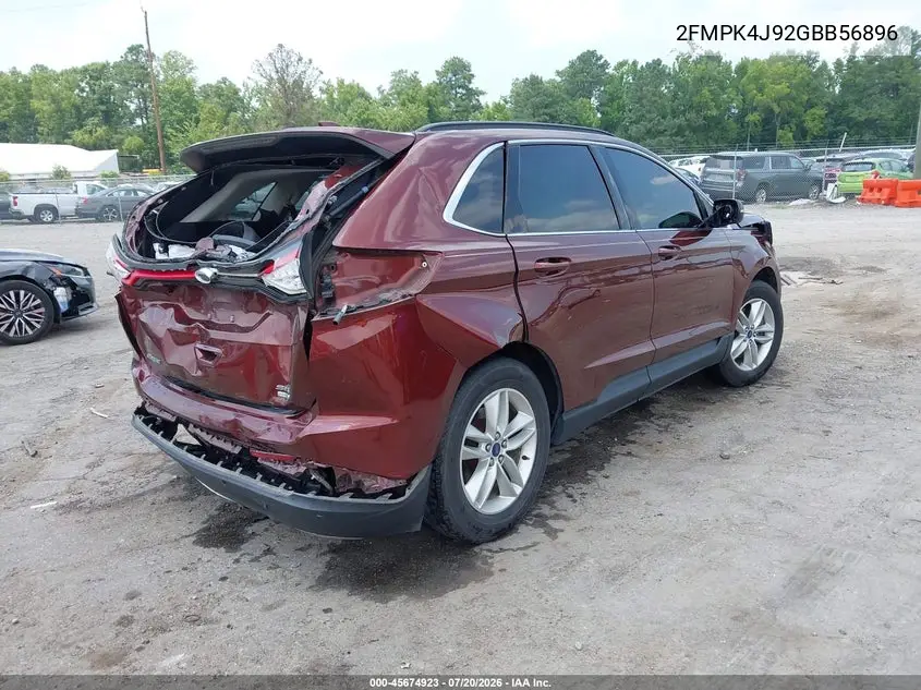 2016 Ford Edge Sel VIN: 2FMPK4J92GBB56896 Lot: 45674923