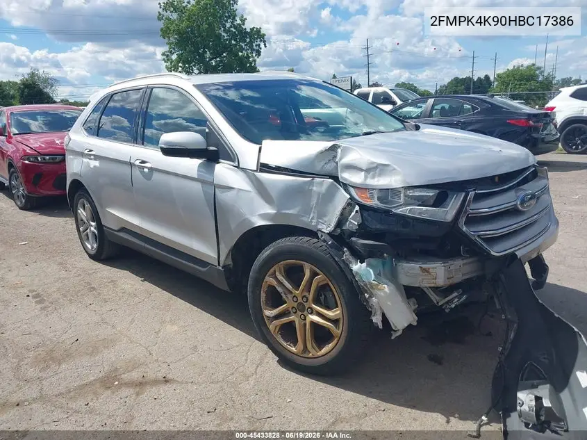 2017 Ford Edge Titanium VIN: 2FMPK4K90HBC17386 Lot: 45433828