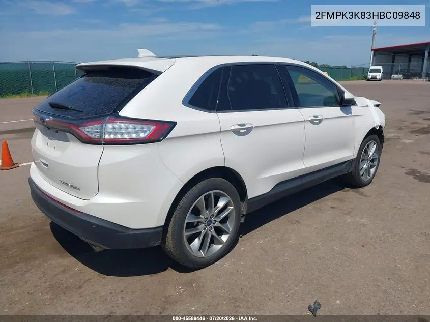 2017 Ford Edge Titanium VIN: 2FMPK3K83HBC09848 Lot: 45589446