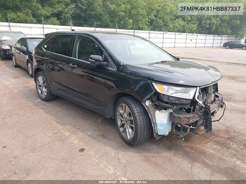 2017 Ford Edge Titanium VIN: 2FMPK4K81HBB87337 Lot: 45647067