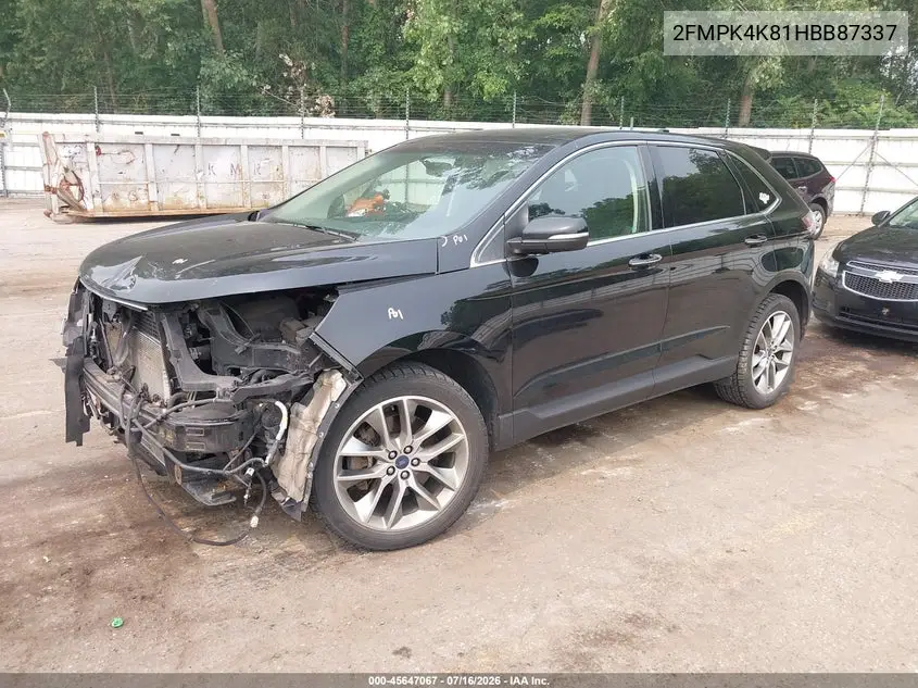 2017 Ford Edge Titanium VIN: 2FMPK4K81HBB87337 Lot: 45647067
