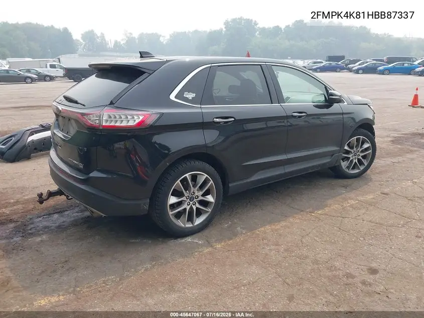 2017 Ford Edge Titanium VIN: 2FMPK4K81HBB87337 Lot: 45647067