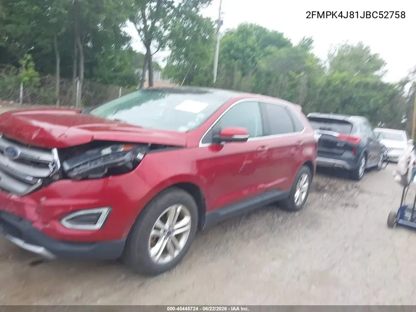 2018 Ford Edge Sel VIN: 2FMPK4J81JBC52758 Lot: 45445724