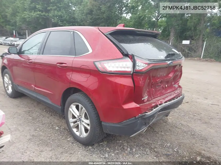 2018 Ford Edge Sel VIN: 2FMPK4J81JBC52758 Lot: 45445724