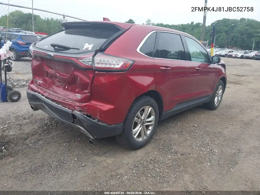 2018 Ford Edge Sel VIN: 2FMPK4J81JBC52758 Lot: 45445724