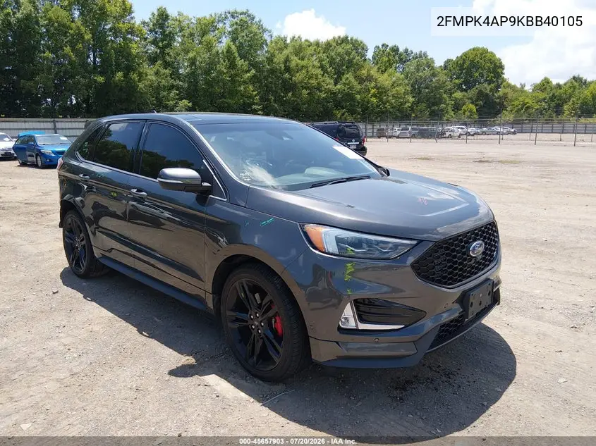 2019 Ford Edge St VIN: 2FMPK4AP9KBB40105 Lot: 45657903