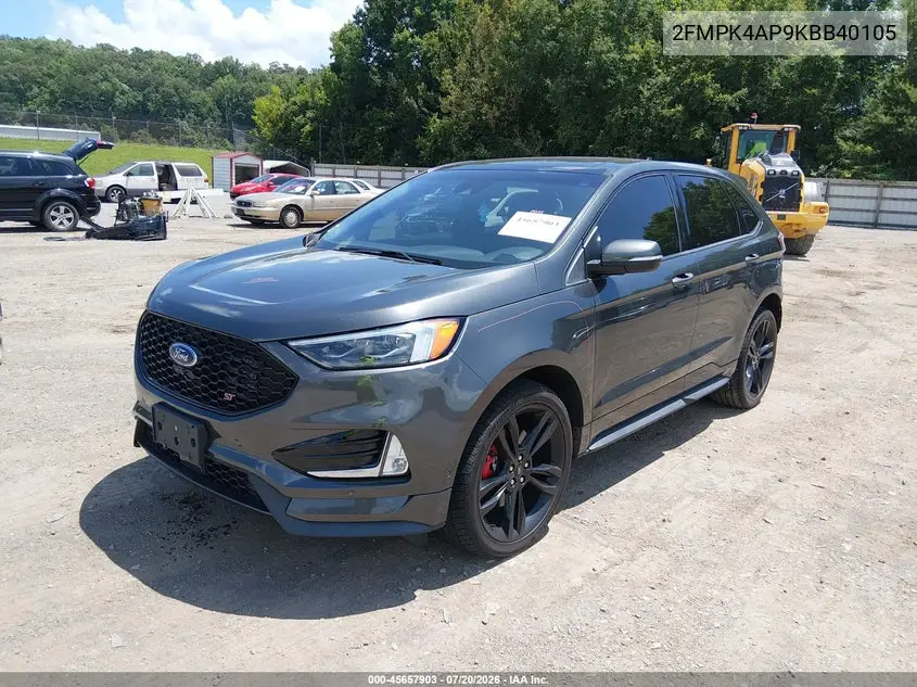 2019 Ford Edge St VIN: 2FMPK4AP9KBB40105 Lot: 45657903