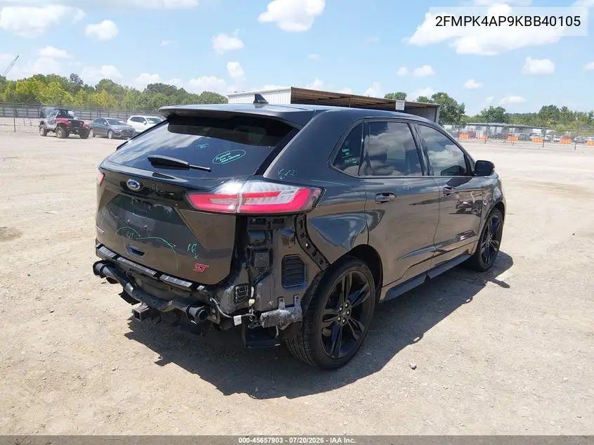 2019 Ford Edge St VIN: 2FMPK4AP9KBB40105 Lot: 45657903