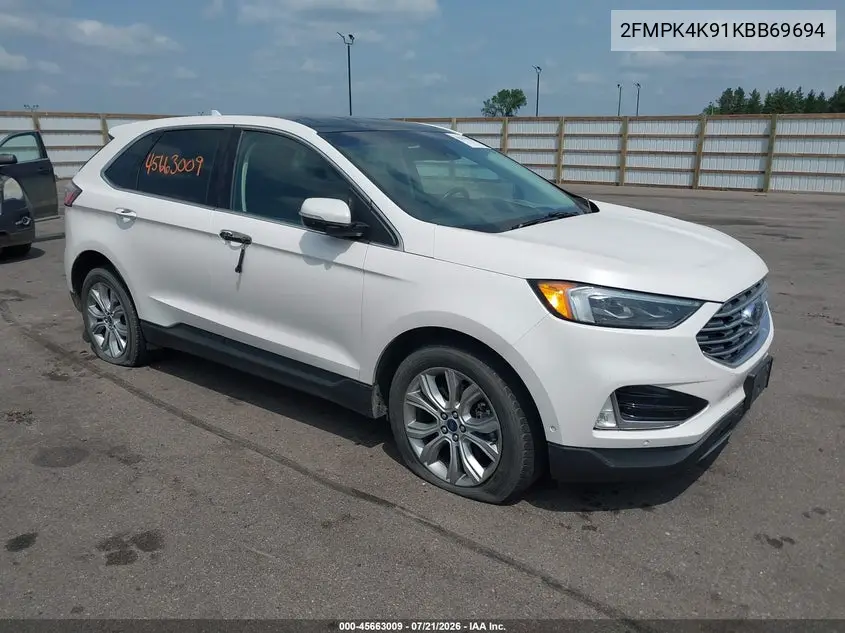 2019 Ford Edge Titanium VIN: 2FMPK4K91KBB69694 Lot: 45663009