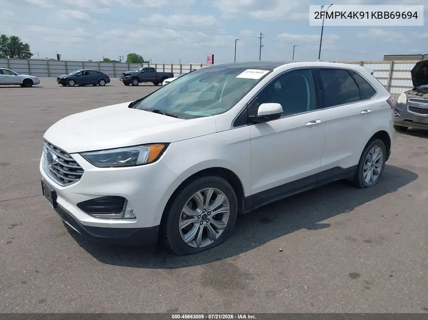 2019 Ford Edge Titanium VIN: 2FMPK4K91KBB69694 Lot: 45663009