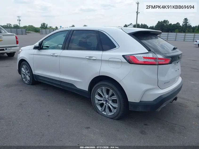 2019 Ford Edge Titanium VIN: 2FMPK4K91KBB69694 Lot: 45663009