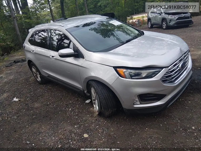 2019 Ford Edge Sel VIN: 2FMPK3J91KBC58077 Lot: 45680159