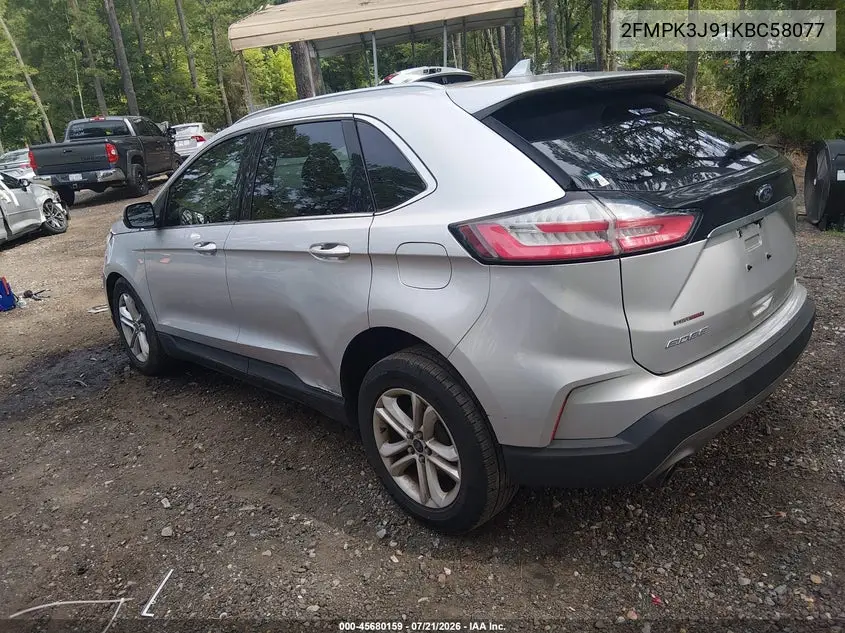 2019 Ford Edge Sel VIN: 2FMPK3J91KBC58077 Lot: 45680159