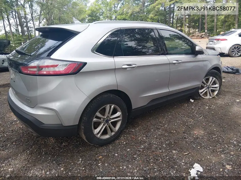 2019 Ford Edge Sel VIN: 2FMPK3J91KBC58077 Lot: 45680159