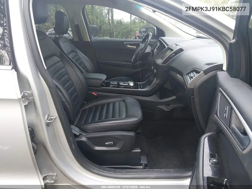 2019 Ford Edge Sel VIN: 2FMPK3J91KBC58077 Lot: 45680159
