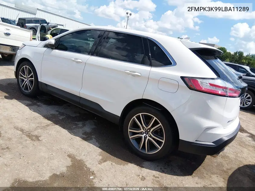 2020 Ford Edge Titanium VIN: 2FMPK3K99LBA11289 Lot: 45601764