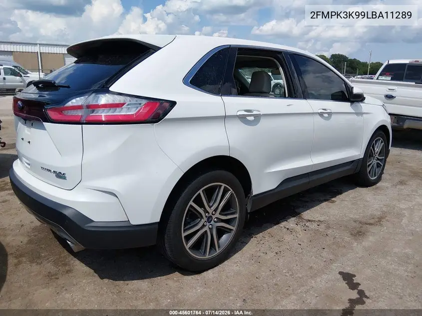 2020 Ford Edge Titanium VIN: 2FMPK3K99LBA11289 Lot: 45601764
