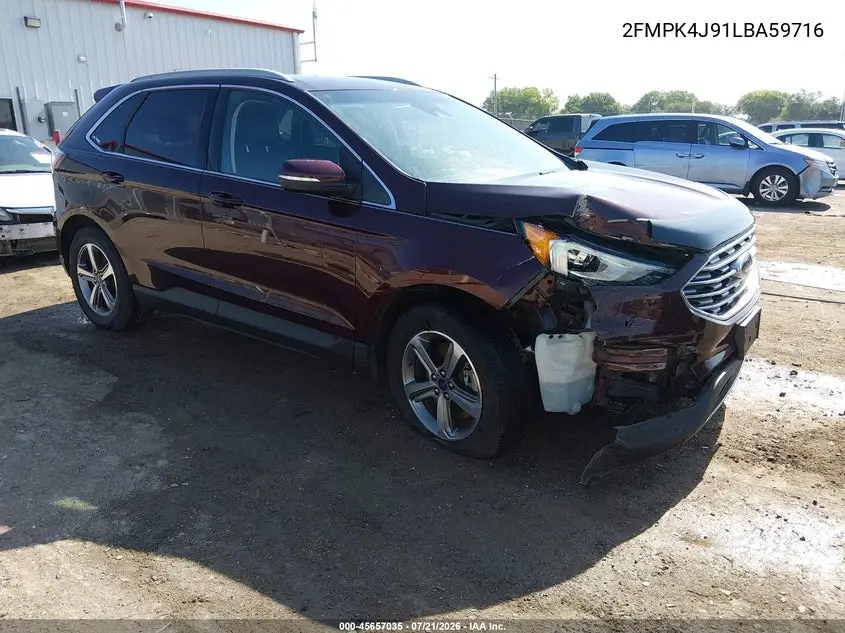 2020 Ford Edge Sel VIN: 2FMPK4J91LBA59716 Lot: 45657035