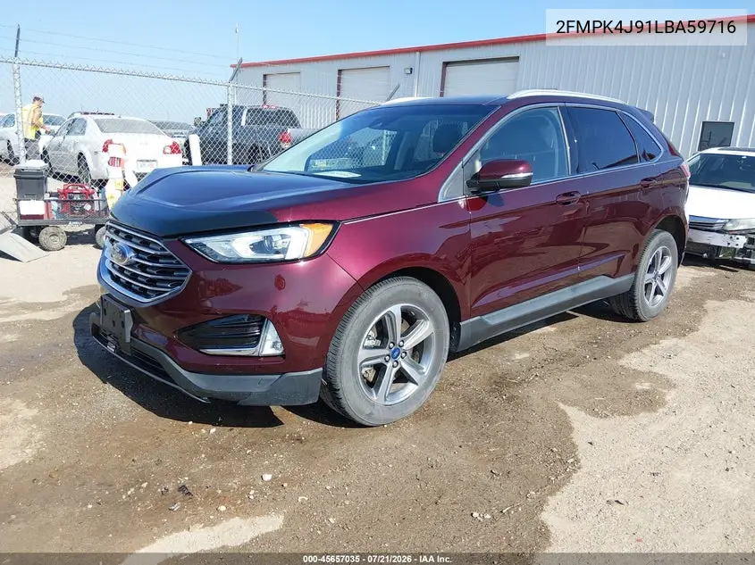 2020 Ford Edge Sel VIN: 2FMPK4J91LBA59716 Lot: 45657035