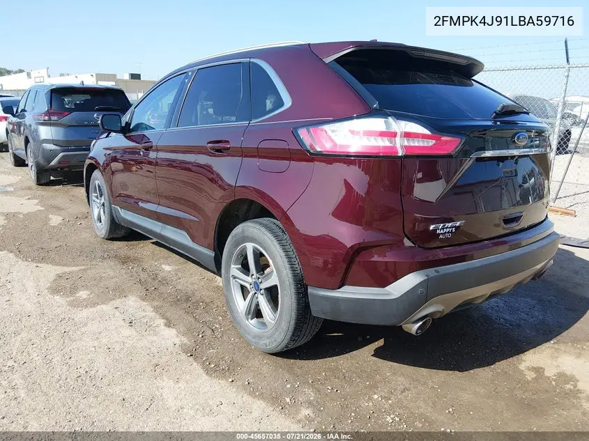 2020 Ford Edge Sel VIN: 2FMPK4J91LBA59716 Lot: 45657035