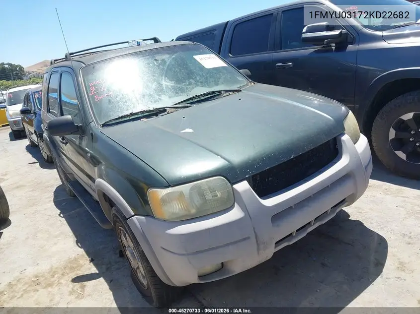 2002 Ford Escape Xlt VIN: 1FMYU03172KD22682 Lot: 45270733