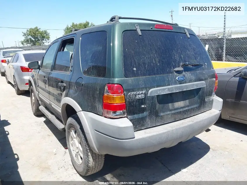 2002 Ford Escape Xlt VIN: 1FMYU03172KD22682 Lot: 45270733