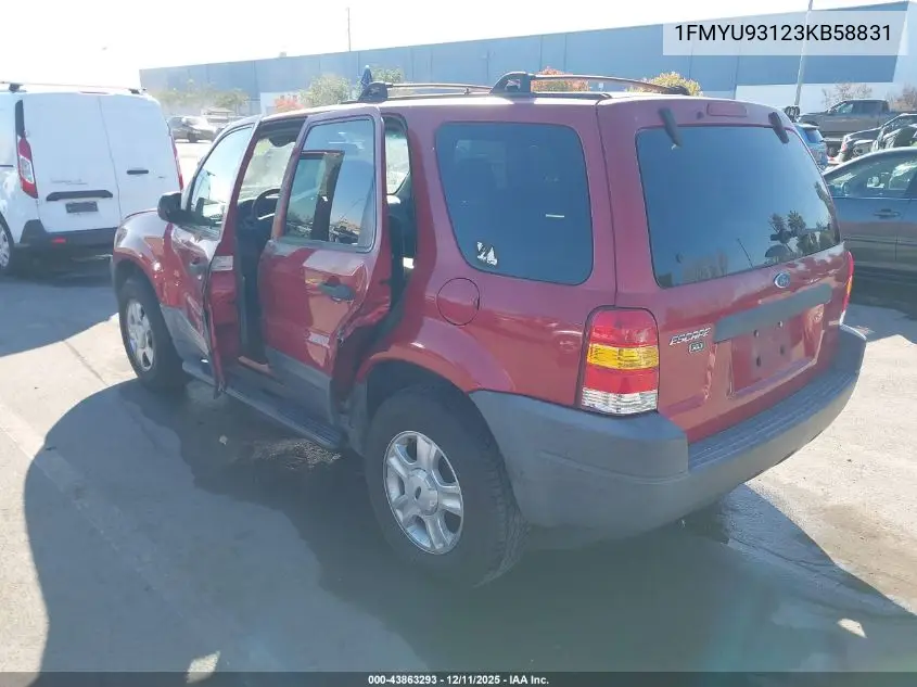 1FMYU93123KB58831 2003 Ford Escape Xlt