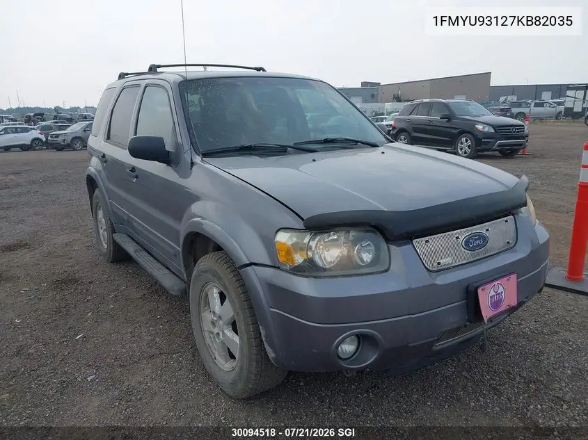 2007 Ford Escape Xlt VIN: 1FMYU93127KB82035 Lot: 30094518