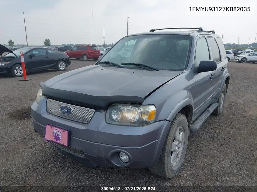 2007 Ford Escape Xlt VIN: 1FMYU93127KB82035 Lot: 30094518