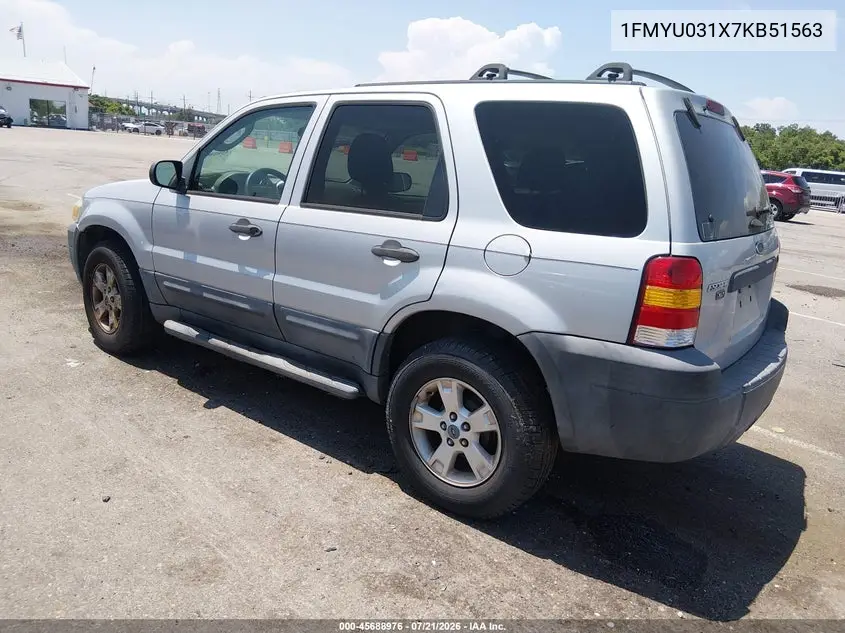 2007 Ford Escape Xlt/Xlt Sport VIN: 1FMYU031X7KB51563 Lot: 45688976