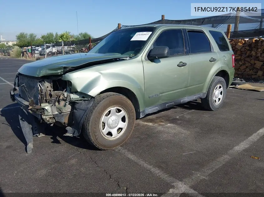 2007 Ford Escape Xls/Xls Manual VIN: 1FMCU92Z17KA85442 Lot: 45696013