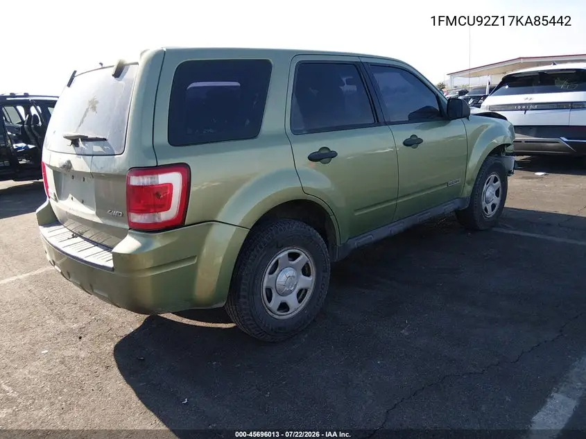 2007 Ford Escape Xls/Xls Manual VIN: 1FMCU92Z17KA85442 Lot: 45696013