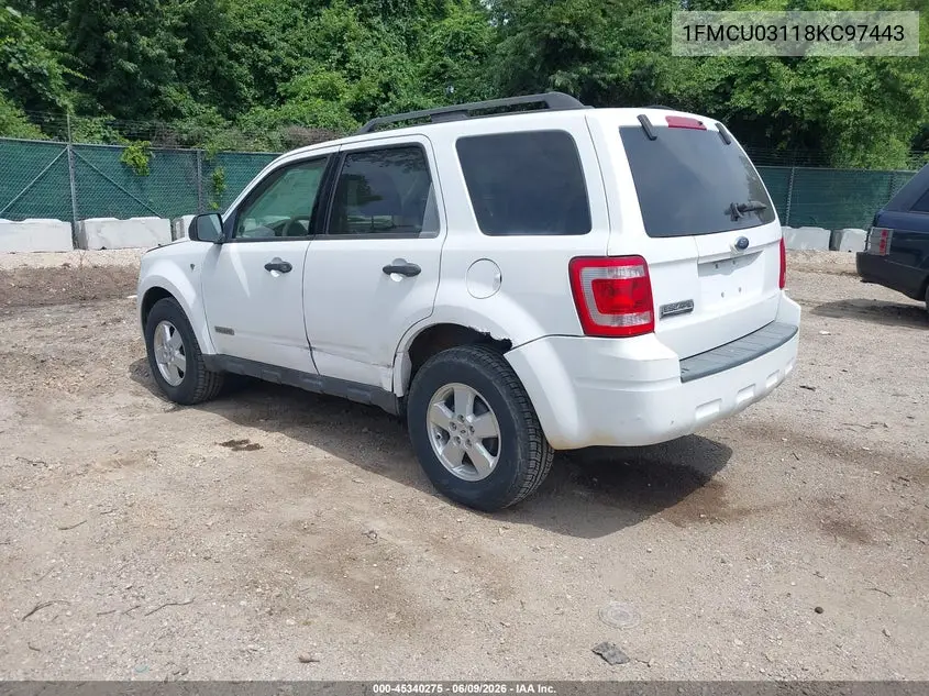 1FMCU03118KC97443 2008 Ford Escape Xlt