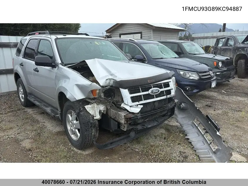 2009 Ford Escape Xlt VIN: 1FMCU93G89KC94887 Lot: 40078660