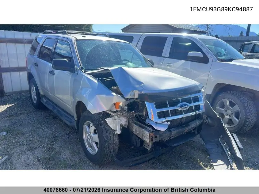 2009 Ford Escape Xlt VIN: 1FMCU93G89KC94887 Lot: 40078660