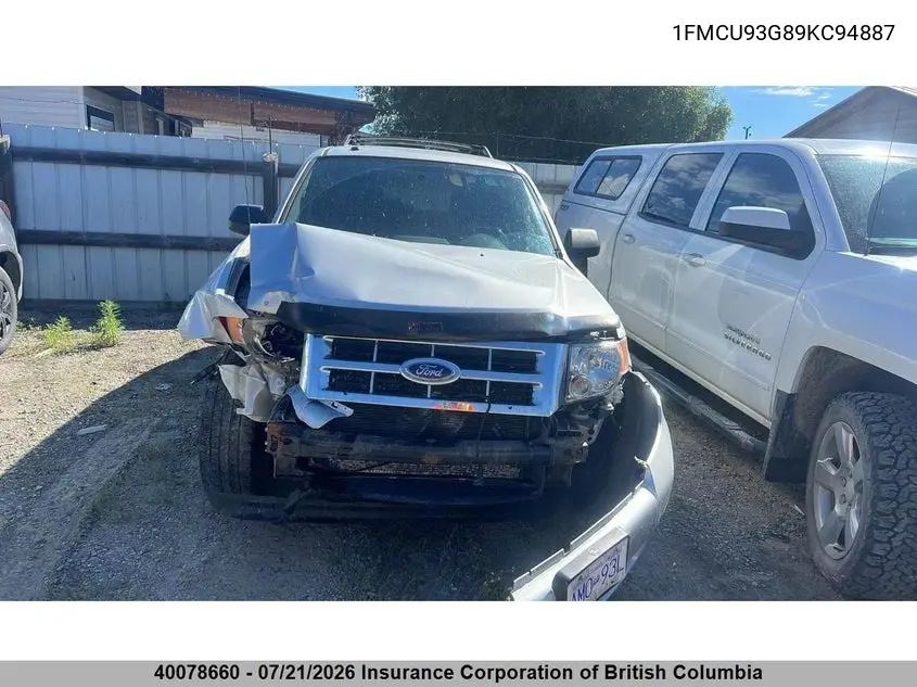 2009 Ford Escape Xlt VIN: 1FMCU93G89KC94887 Lot: 40078660
