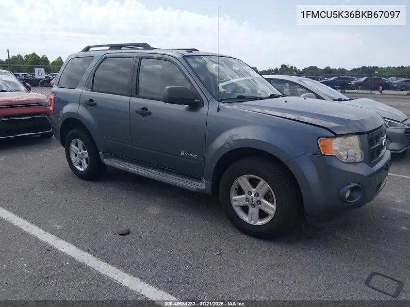 2011 Ford Escape Hybrid VIN: 1FMCU5K36BKB67097 Lot: 45684283