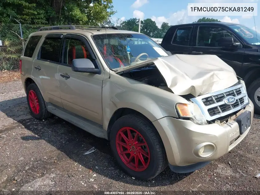 1FMCU0D75CKA81249 2012 Ford Escape Xlt