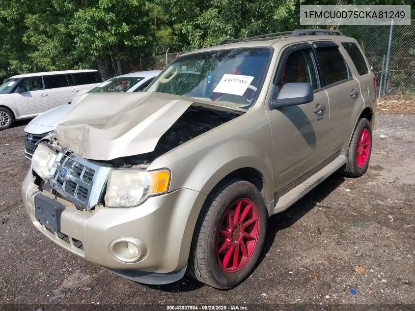 1FMCU0D75CKA81249 2012 Ford Escape Xlt
