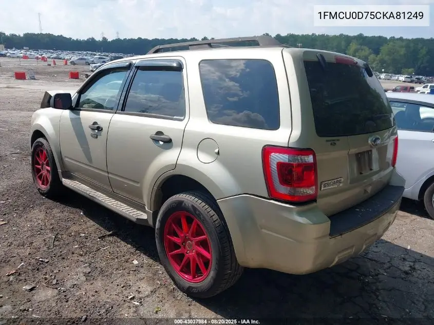 1FMCU0D75CKA81249 2012 Ford Escape Xlt