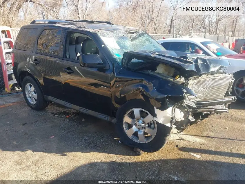 1FMCU0EG8CKC80004 2012 Ford Escape Limited
